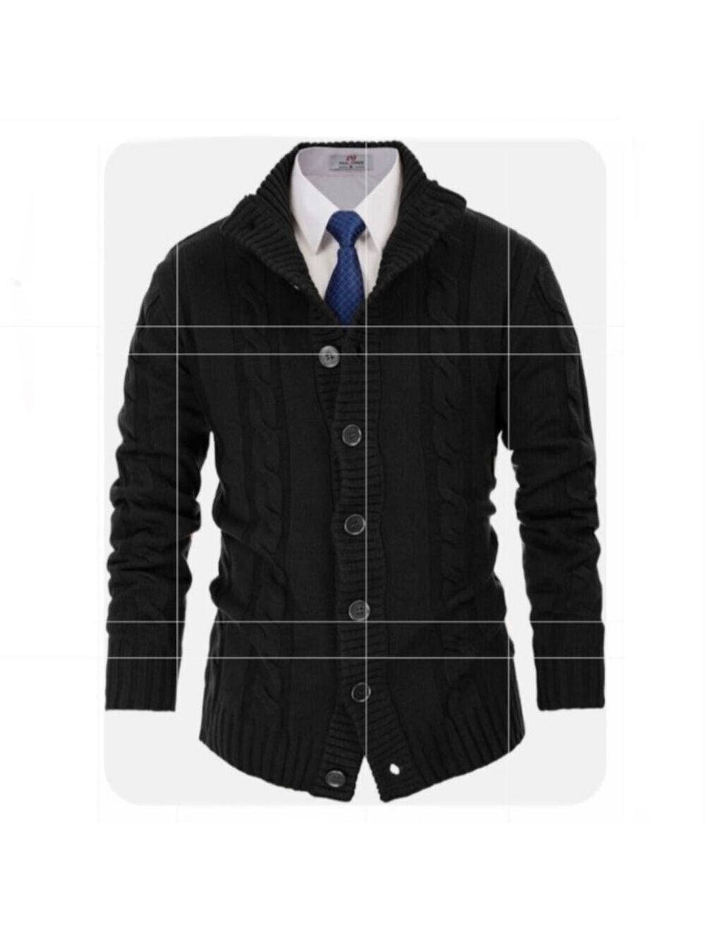 Paul Jones Black Chinky Knitted Cable Knitted Cardigan Sweater - Size 2X